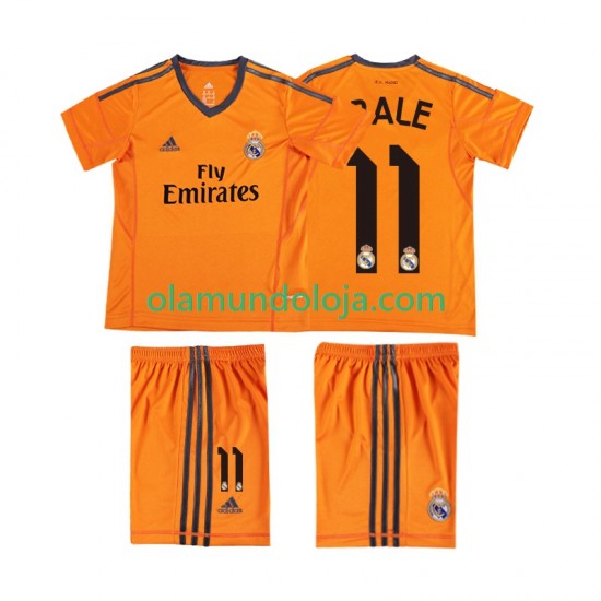 Camisola Real Madrid BALE 11 2013 2014 Retro Criança Equipamento Terceiro Manga Curta